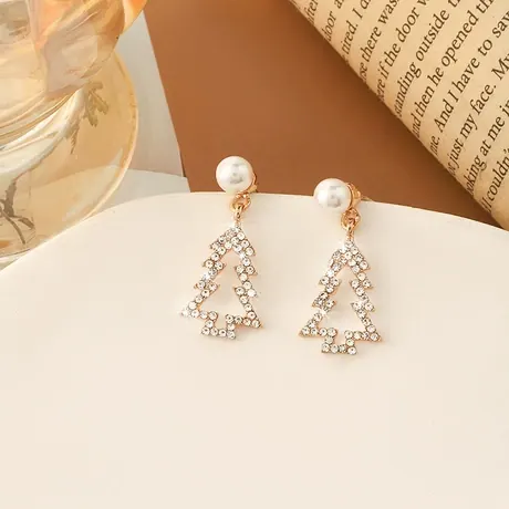 Rhinestone Christmas-tree earrings — supplier listing photo
