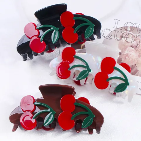 Acrylic cherry claw clip — supplier listing photo