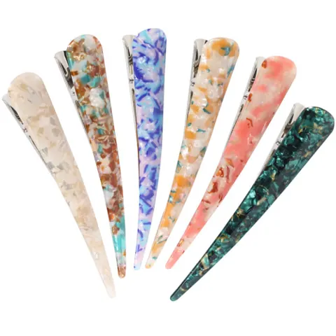 Marbled acrylic duckbill clips — supplier listing photo