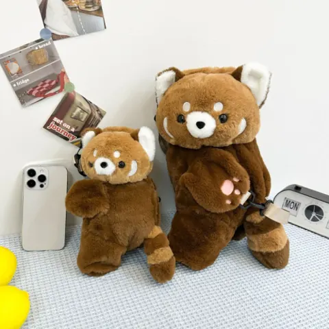 Plush red-panda backpack — supplier listing photo