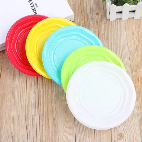 Colored plastic party plates — supplier listing photo
