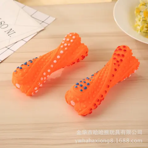 Squeaky PVC bone chew toy — supplier listing photo